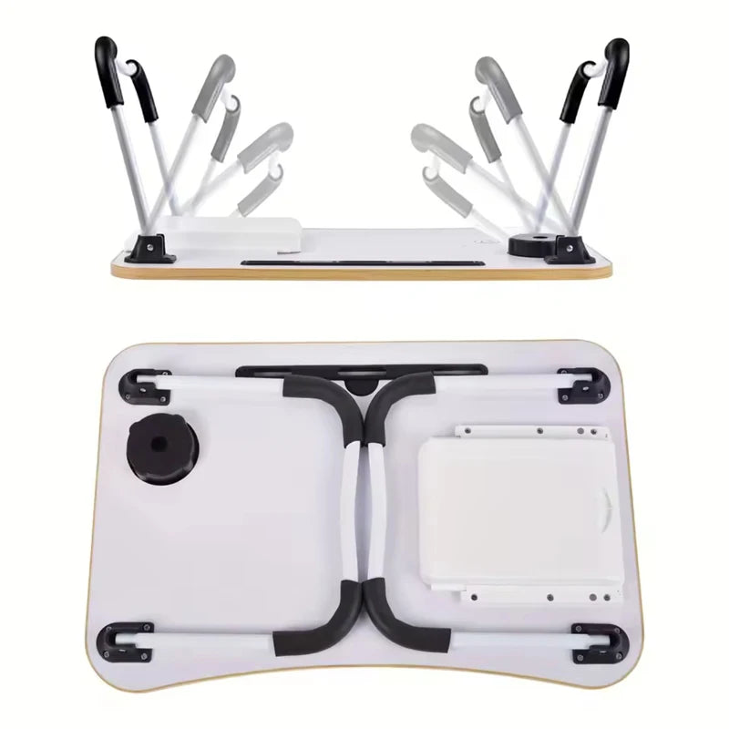 Folding table with cup holder drawer, laptop bed table, foldable tablet stand, laptop bed tray table, portable folding table, fo