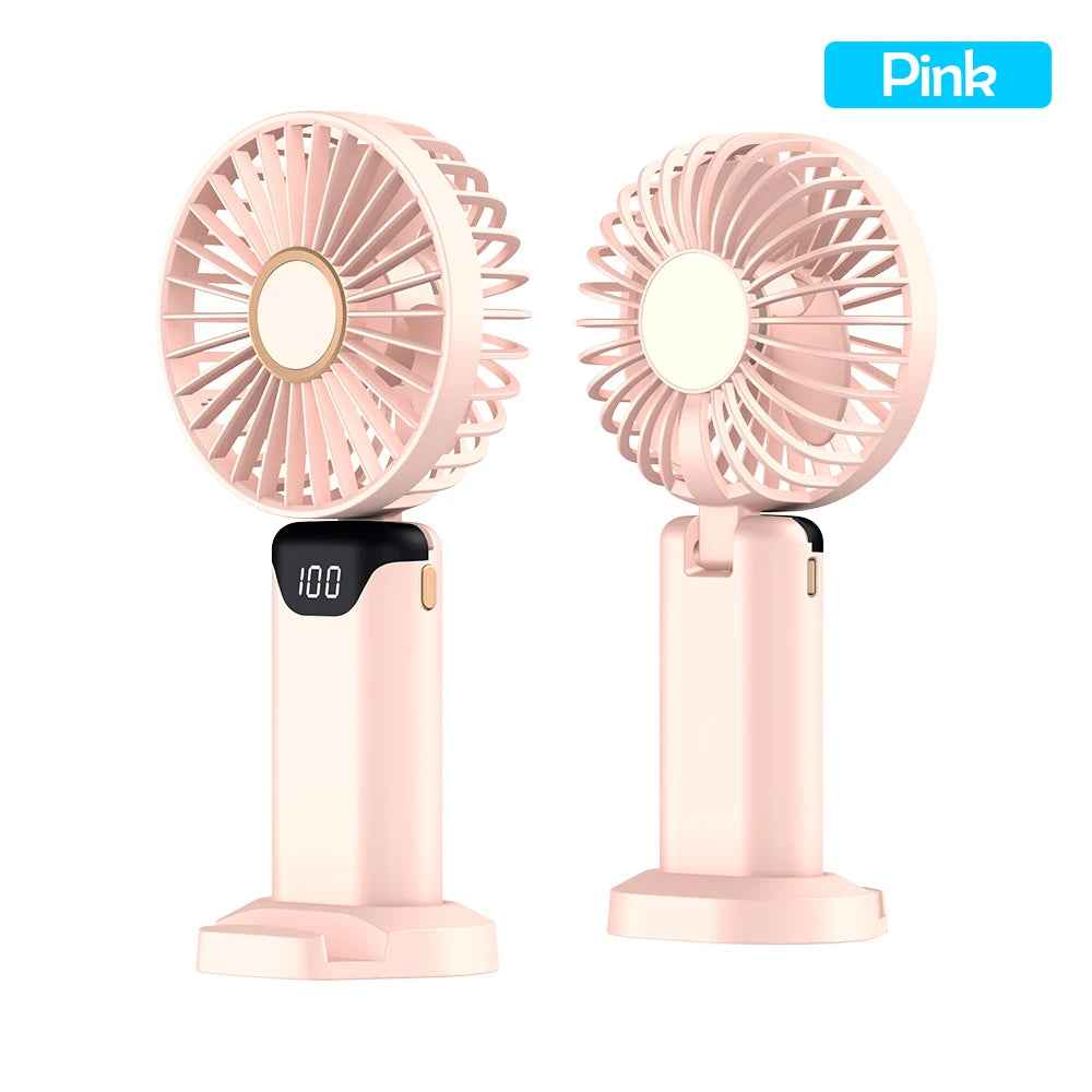 Portable Mini Fan USB Outdoor Handheld Fan with Desktop Phone Holder 3Wind Adjustments Long Working Life Multi-function Mini Fan