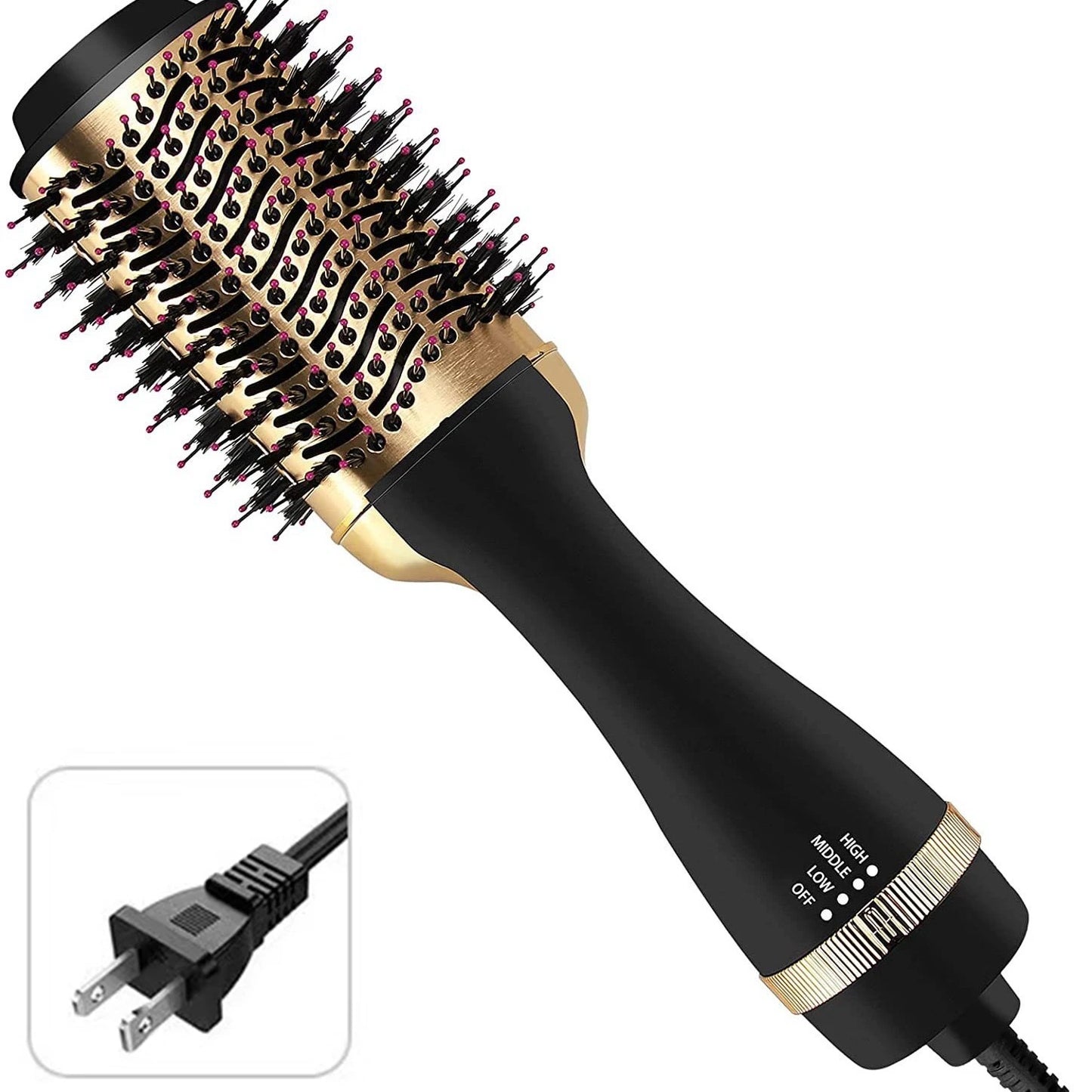 4-in-1 Travel Dual Voltage Hair Dryer Brush Blow Dryer Brush,Portable 2 inch Mini Hot Air Brush,Travel Hair Styler/Volumizer/Str