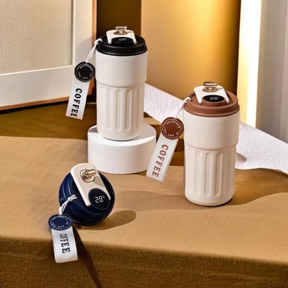 Gift 450ML Thermal Water Bottle Portable Large Capacity Coffee Thermos Cup Digital Intelligent Drinking Bottle Kitchen Supplies