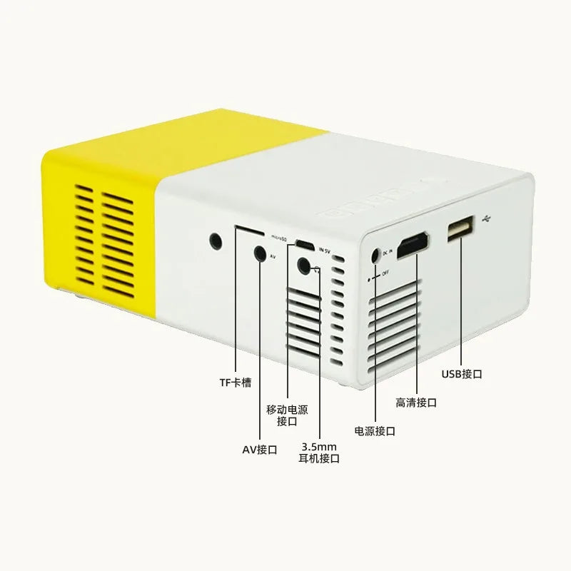 New YG300 Projector Mini Micro Entertainment Portable Home LED Mobile Phone Wired Same Screen Projector Wholesale