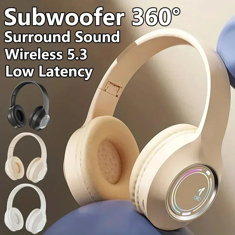 M3 Light-emitting Bluetooth Headset Folding Led Card Wireless Headset Type-C Charging Multi-scene Use Game Office