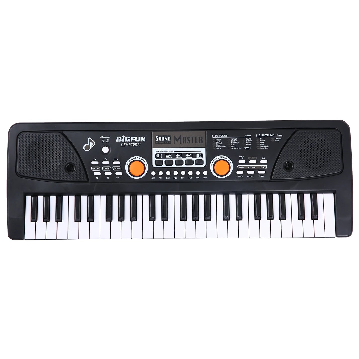 BIGFUN 49 Keys USB Electronic Organ Keyboard Piano Digital Music Electronic Keyboard with Microphone Black