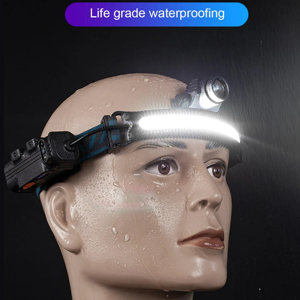 XPG+COB LED Zoom Induction Headlamp Motion Sensor Camping Headlight USB Rechargeable Super Bright Headlight for Hiking Fishing