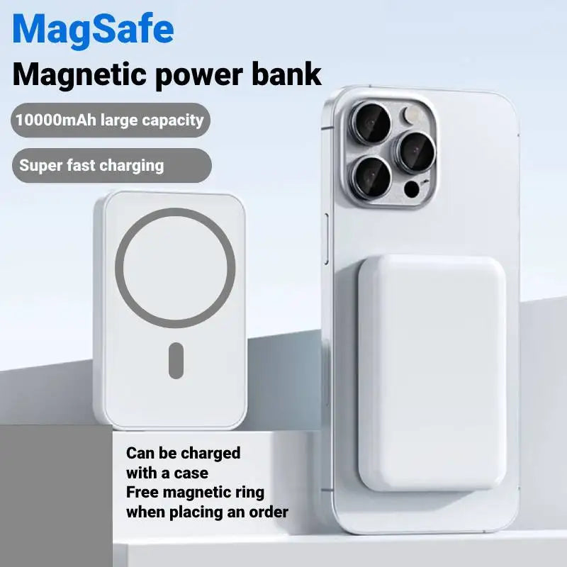 Slim 10000mAh MagSafe Power Bank - Magnetic Wireless Charger w/ USB-C for iPhone 11,12,13,14,15 Series