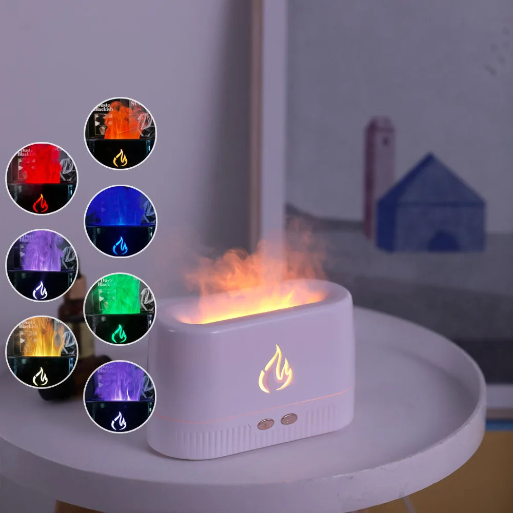 Colorful simulated flame aromatherapy machine atmosphere night light indoor humidification atomizer fragrance essential oil