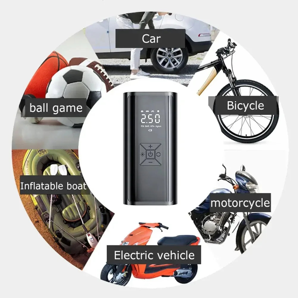 SUITU 120W Handheld Car Tire Inflator. It can be a wired inflator without a battery or a wireless inflator with a battery