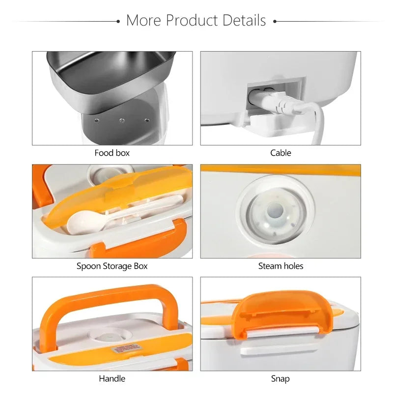 Hot Selling Food Portablech Box Removable 304 Stainless Steel Bento Tiffin Heating Electric Lunch Box #