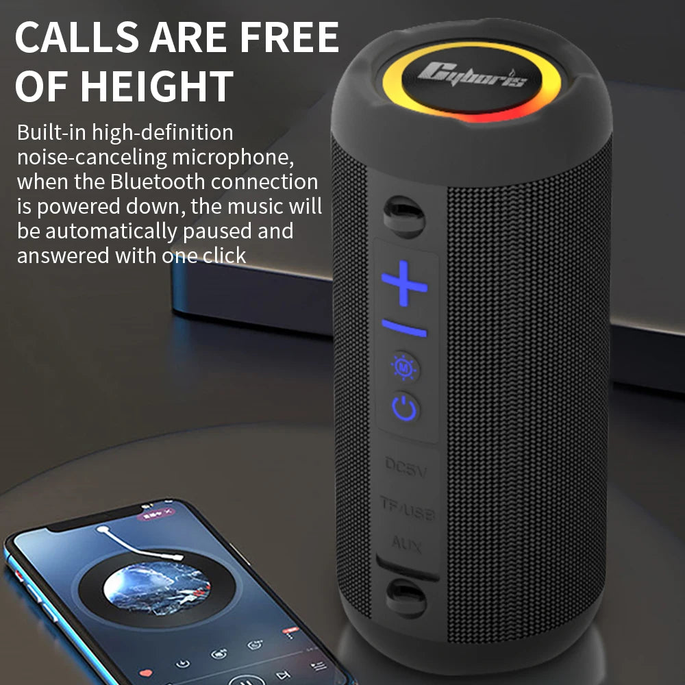 Cyboris S9 Wireless Speakers 30W IPX6 Waterproof Outdoor Portable Speaker with Loud Stereo Sound, Deep Bass, RGB Lights, TWS