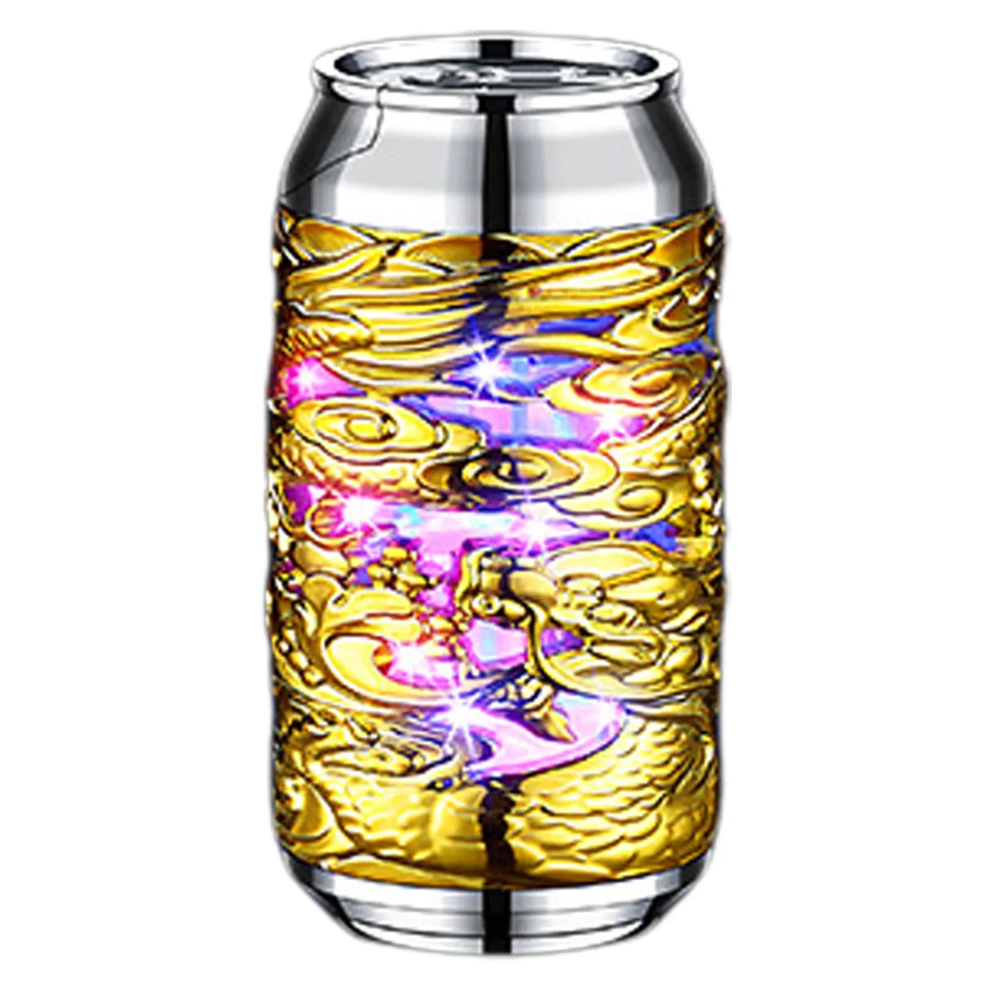 Windproof Straight Red Flame Butane Inflatable Lighter 3D Relief Dragons Lighter with Colorful Light