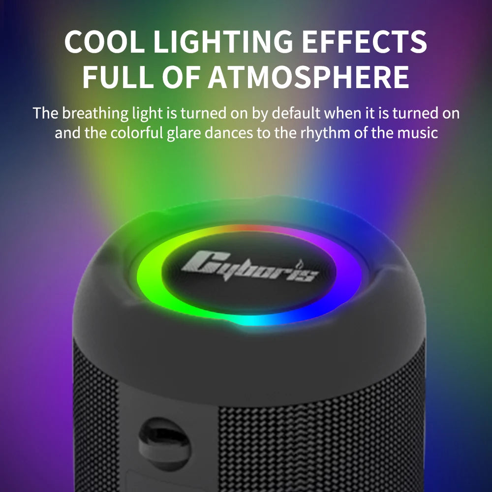 Cyboris S9 Wireless Speakers 30W IPX6 Waterproof Outdoor Portable Speaker with Loud Stereo Sound, Deep Bass, RGB Lights, TWS