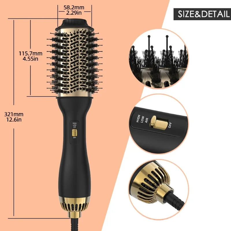 4-in-1 Travel Dual Voltage Hair Dryer Brush Blow Dryer Brush,Portable 2 inch Mini Hot Air Brush,Travel Hair Styler/Volumizer/Str