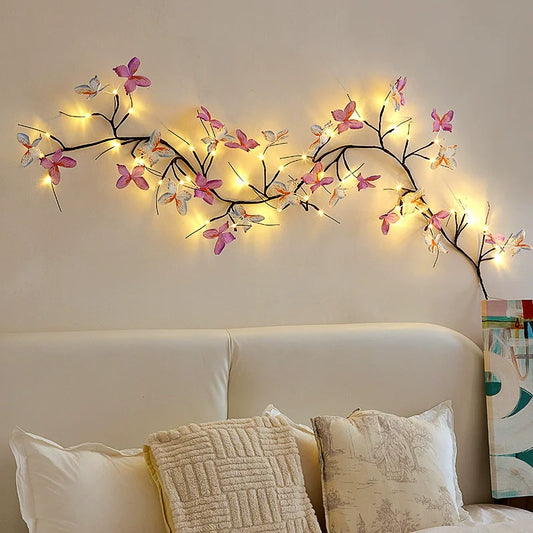 164 of flexible 30 LED willow vine light with butterfly decoration, 8 modes, USB powered butterfly tree night light 1.6m/5.2