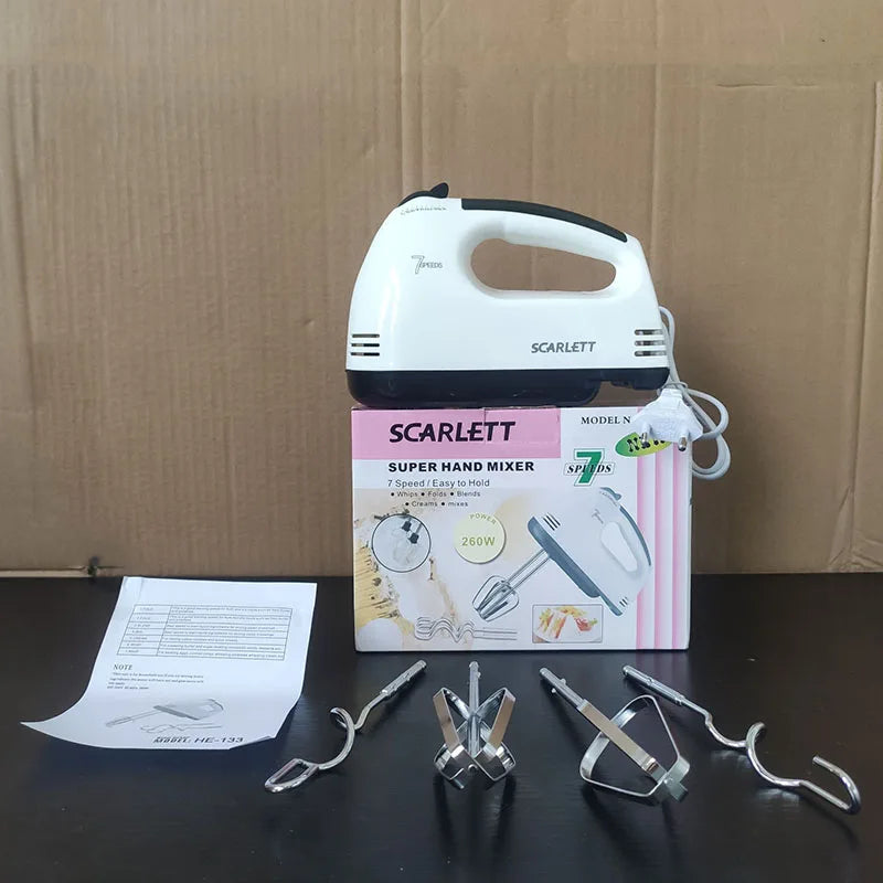 Factory supply YR Handheld electric egg beater, household automatic mixer, egg white and cream beater, mini 7-speed white