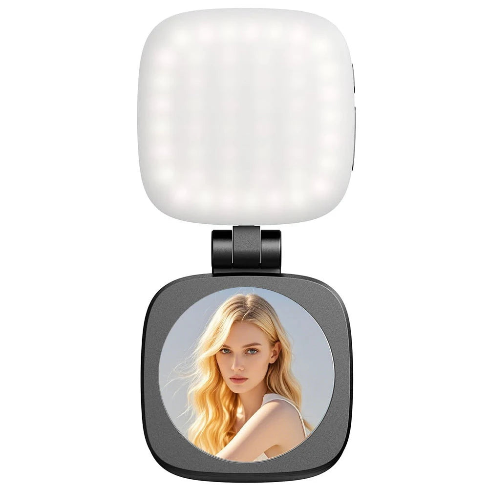 Magnetic Phone Selfie Light Mobile Phone Fill Light with Mirror Pocket Light Folding LED Phone Fill Light for Makeup Photography