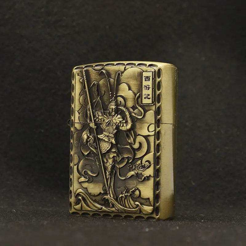 New Creative Embossed Grinding Wheel Fuel Lighter, Classic Windproof Lighter, Cigarette Accessories, Men's Gift