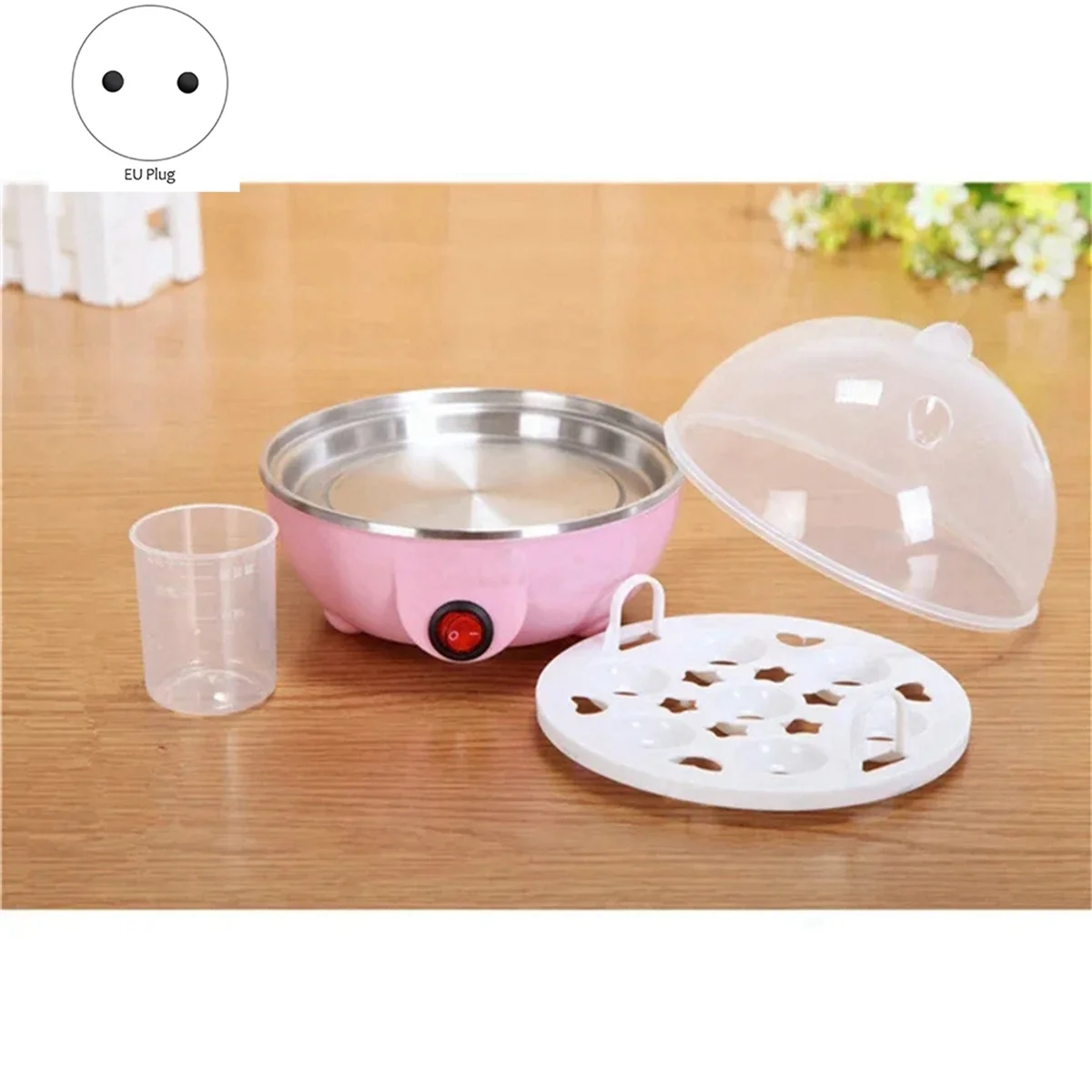 Rapid Egg Cooker: 7 Egg Capacity Electric Egg Cooker for Hard Boiled Eggs, Poached Eggs, Scrambled Eggs Yellow EU Plug-T33C
