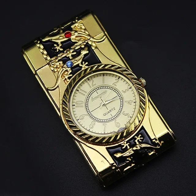 Gecko Shape Quartz Clock Lighter, Compact Gas Lighter, Butane Jet Torch, Cigarette Cigar, Direct Fire Lighter, Men's Gift