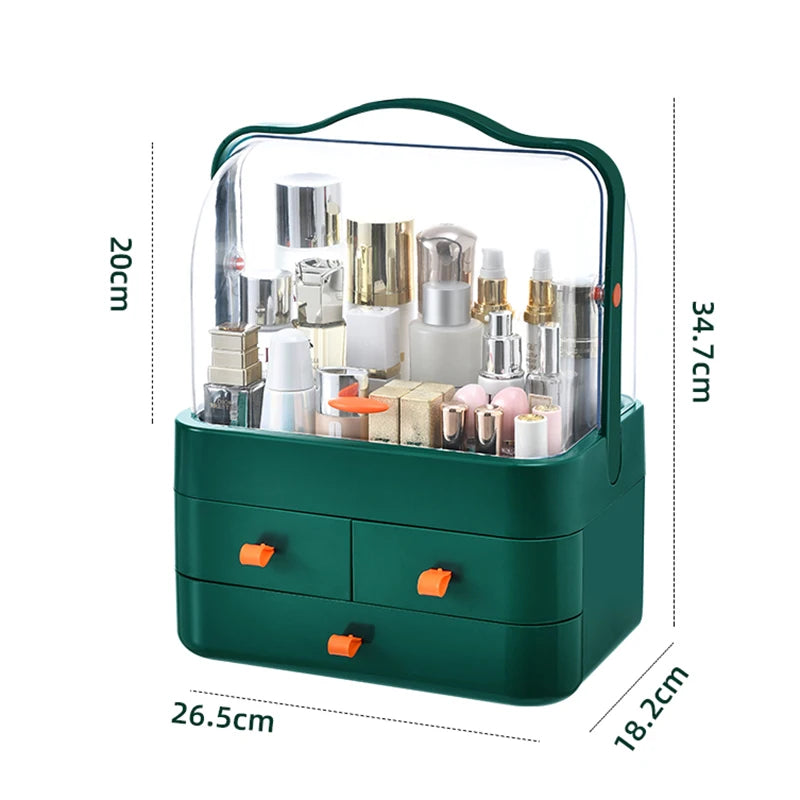 Cosmetic Organizer Countertop Organizer For Dresser With Lid And Drawer Countertop Waterproof And Dustproof Skin Care Organizer