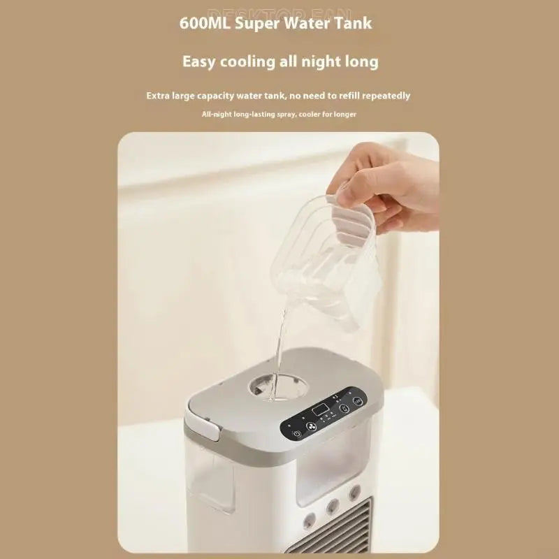 54HE Portable Air Conditioner Fan Humidifying Fan Desktop Fan with Night Light Household Sprayer Refrigeration Conditioner