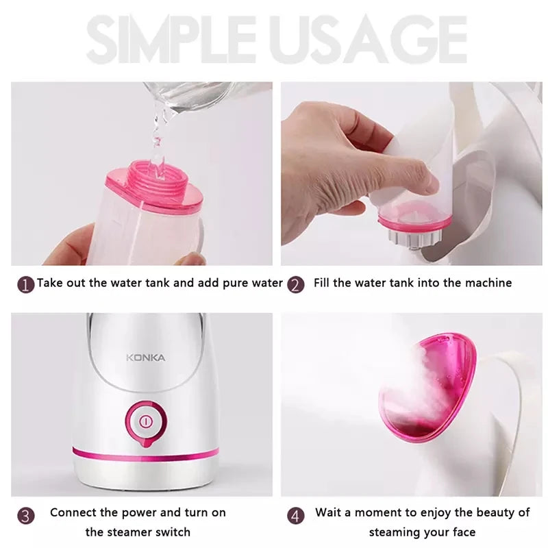 Electric Face Steamer Thermal spray Negative Ion Facial Steamer Cleansing face and moisturizing function Acne Beauty Equipment