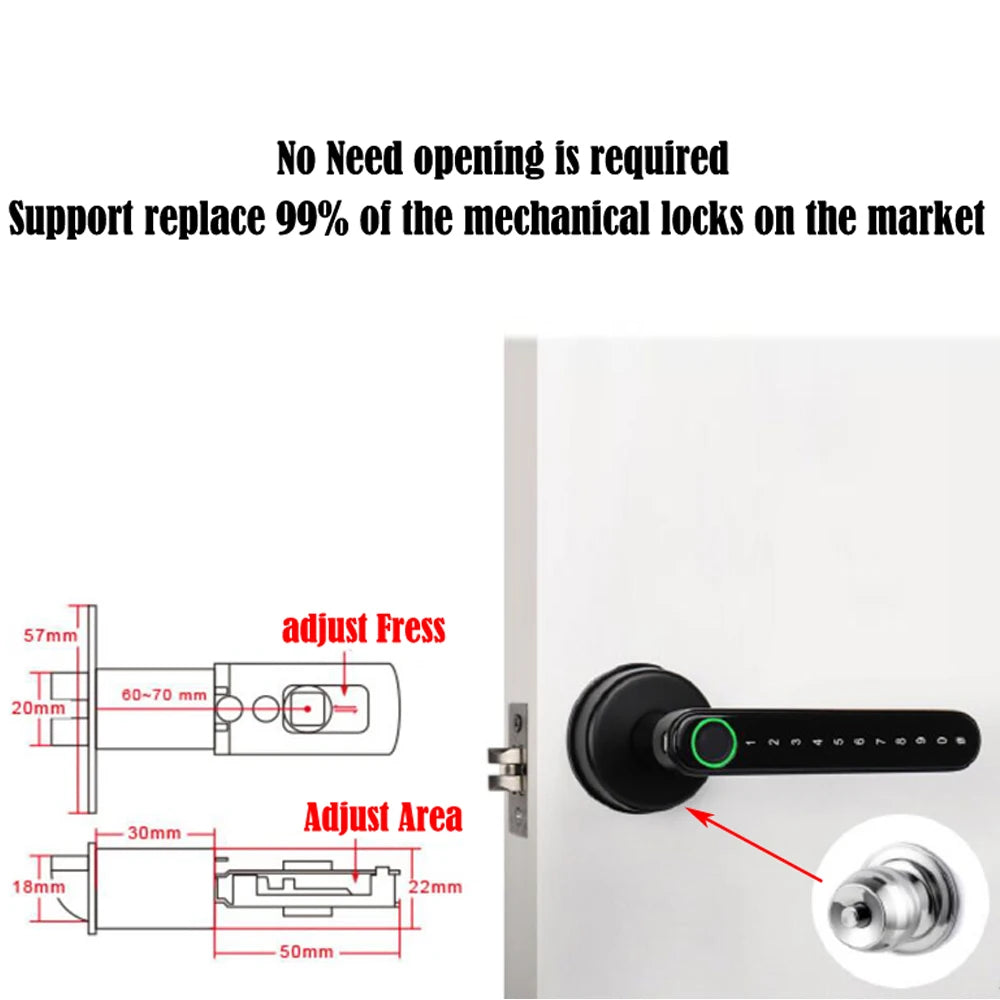 TTLock/tuya APP Smart Fingerprint Lock password code Door Lock Bluetooth Biometric fingerprint lock Electronic Handle Lock