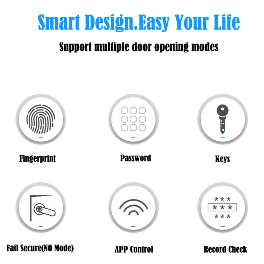TTLock/tuya APP Smart Fingerprint Lock password code Door Lock Bluetooth Biometric fingerprint lock Electronic Handle Lock