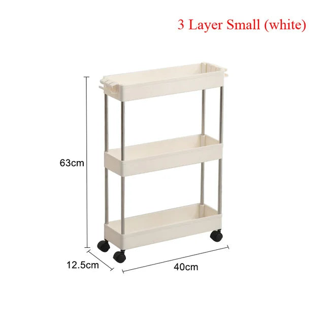 4 Layer Gap Holder Kitchen Storage Rack Fridge Side Shelf Removable with Wheels Bathroom Organizer Space Saving Shelf
