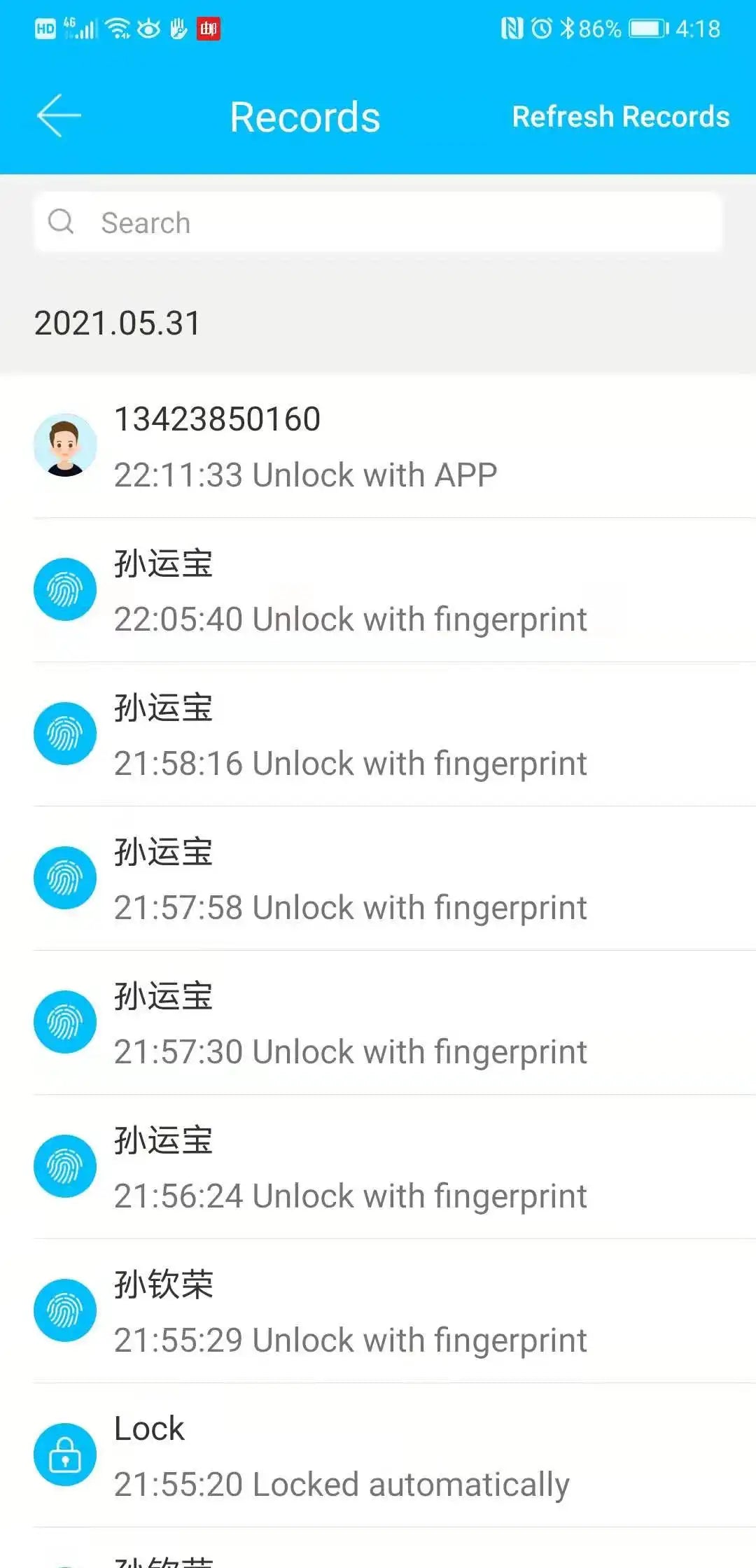 TTLock/tuya APP Smart Fingerprint Lock password code Door Lock Bluetooth Biometric fingerprint lock Electronic Handle Lock