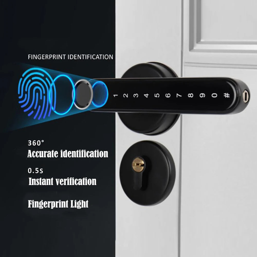 TTLock/tuya APP Smart Fingerprint Lock password code Door Lock Bluetooth Biometric fingerprint lock Electronic Handle Lock