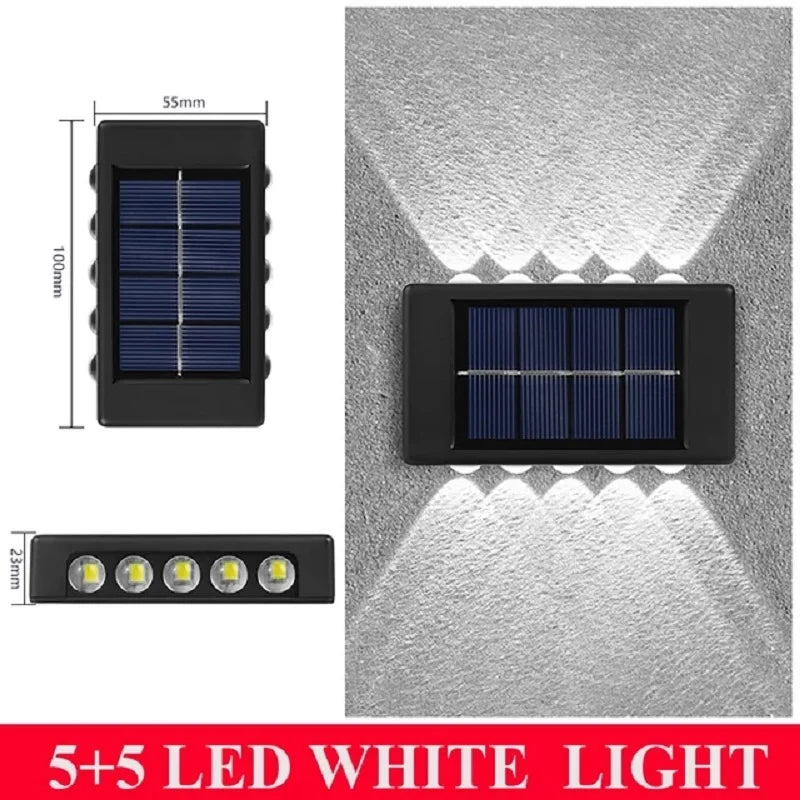 Solar Fence Lights Outdoor Wall Sconce Light LED Up and Down Waterproof Dusk to Dawn Lighting for Deck Stair Patio Yard