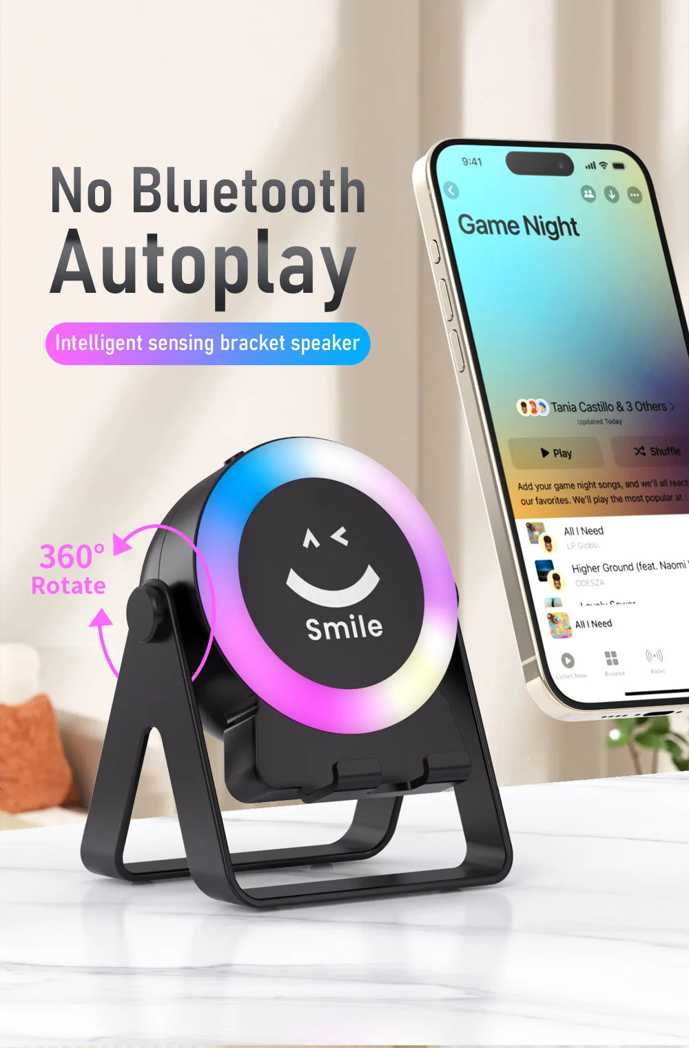 New Wireless Sensing Bracket Audio Bedroom Technology Sense E-sports Rechargeable LED Atmosphere Breathing Light Bluetooth Audio