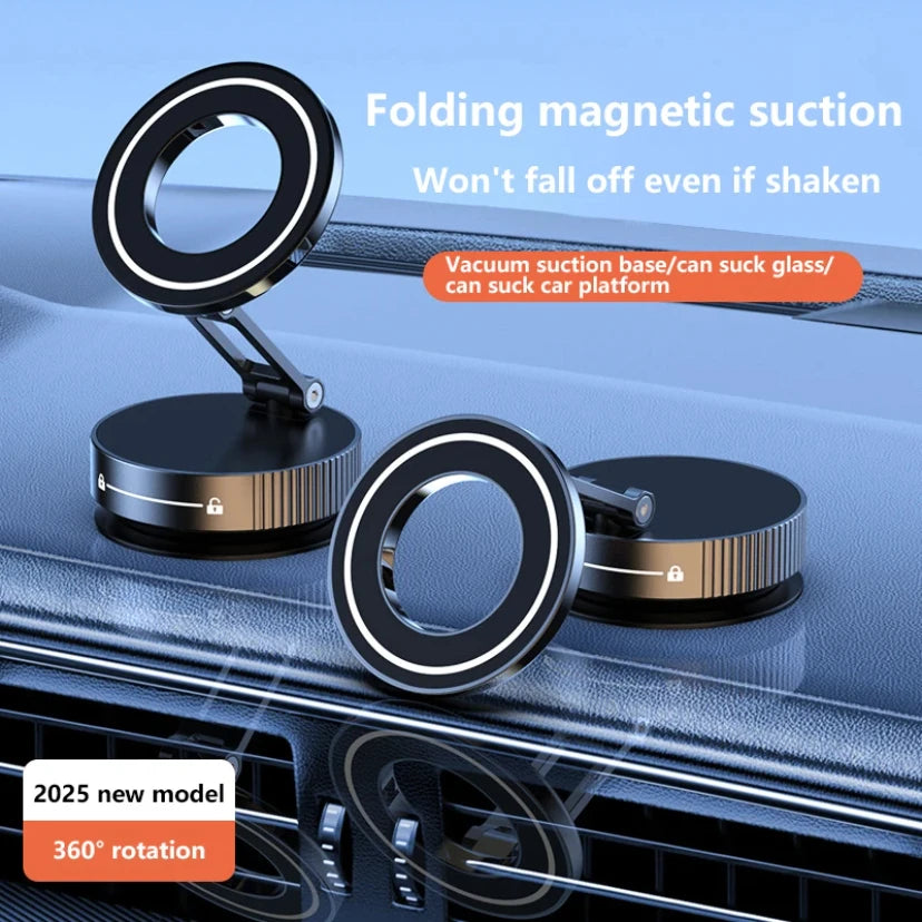 Vacuum Magnet Bracket Stand 360° Adjustment Design Strong Adsorption Magnetic Foldable Phone Holder Car Mount Suction Cup