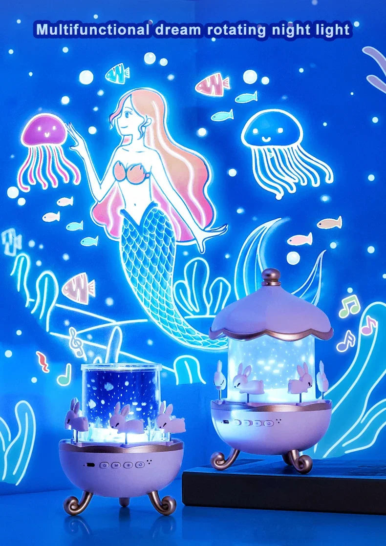 Star sky projection, small night light, carousel, horse, remote control, bluetooth audio, beautiful birthday gifts, night lamps