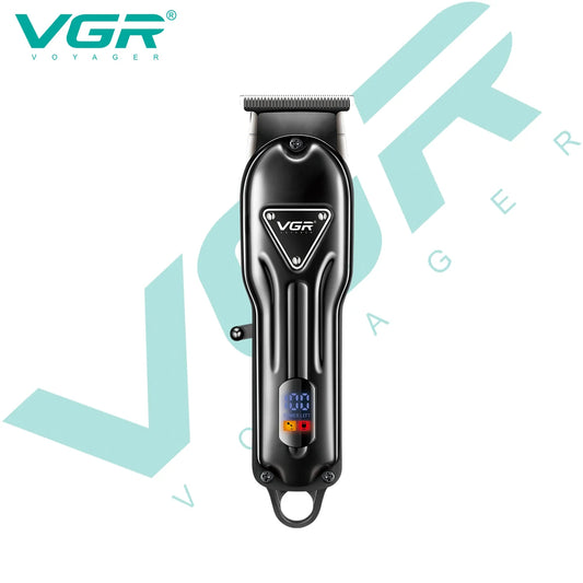 VGR V-298 electric metal hair clipper, professional high-power electric push shear, oil head carving, intelligent digital displa