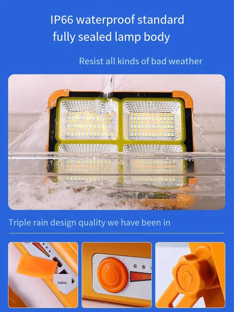 Superbright 1000watt Portable Camping Tent Lamp USB Rechargeable LED Solar Flood Light Outdoor waterproof Work Repair Lighting