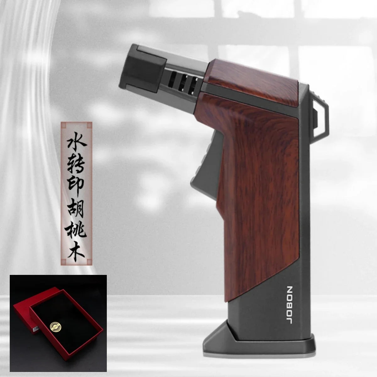 New JOBON Strong Blue Flame Spray Gun Inflatable Lighter Fire Lock Anti Slip Base Gas Lighter Outdoor BBQ Kitchen Cigar Lighters