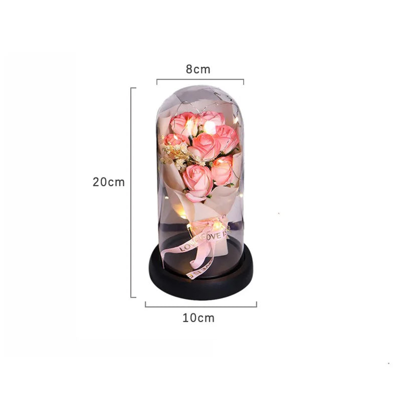 Rose Eternal Life Flower Starry Sky Glass Cover Living Room Decor Gift for Girlfriend Birthday Gift Valentine's Day Mother's Day