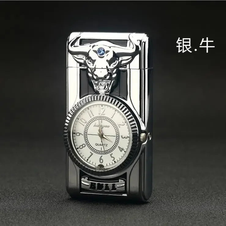 Gecko Shape Quartz Clock Lighter, Compact Gas Lighter, Butane Jet Torch, Cigarette Cigar, Direct Fire Lighter, Men's Gift