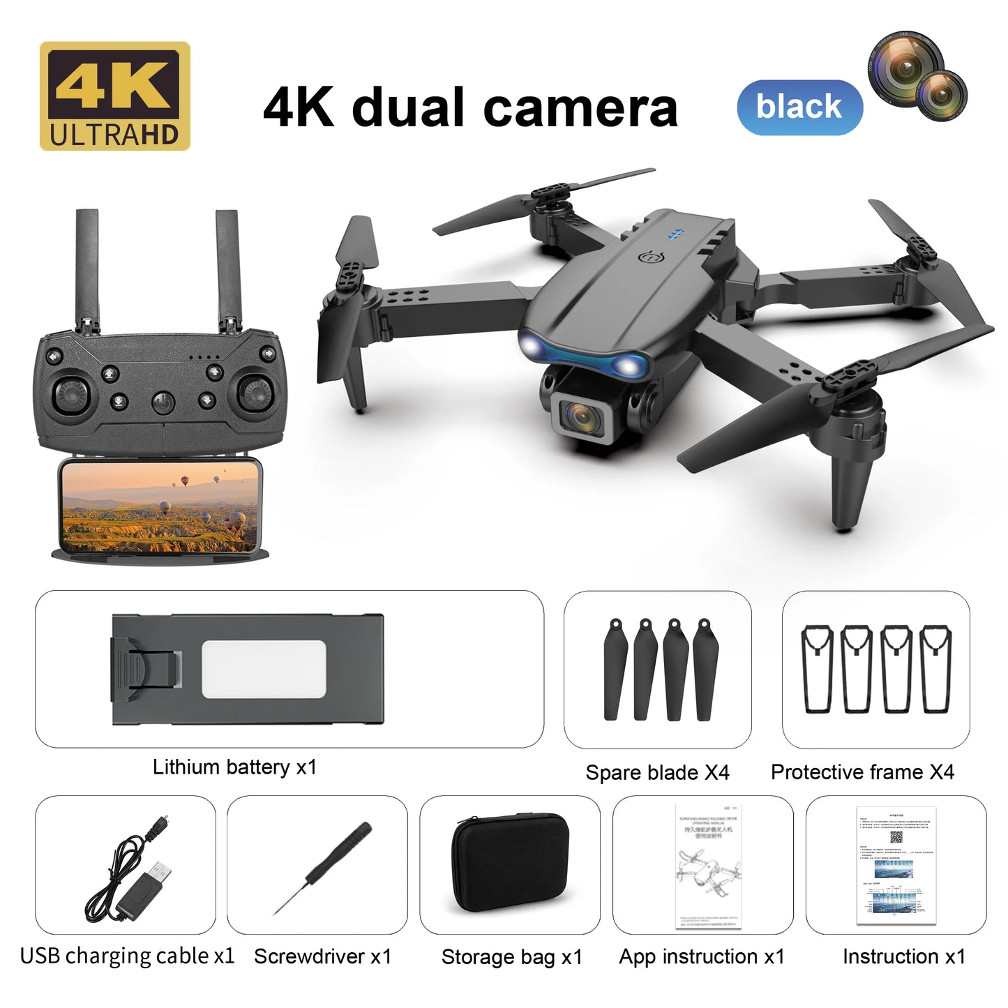 New E99 K3 Mini Drone 4K Pro HD Dual Camera High Hold Mode with WiFi FPV Foldable Aerial Photography RC Quadcopter Helicopter