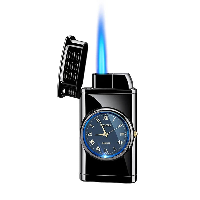 HONEST 720° Seamless Steel Hose Windproof Jet Blue Flame Butane Gas Lighter Visible Gas Window Outdoor BBQ Kitchen Cigar Lighter