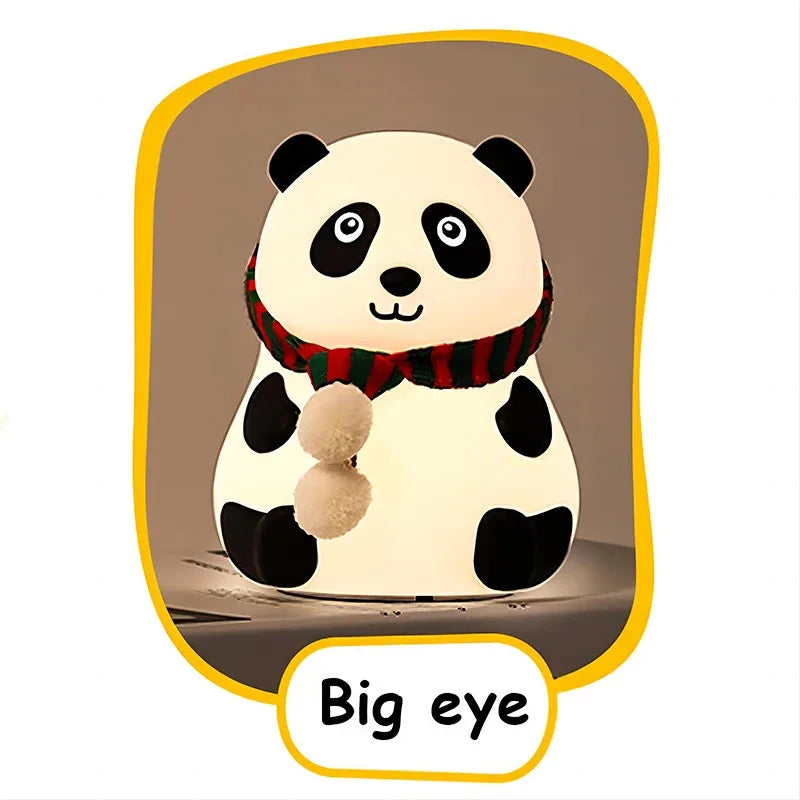 Cute Panda Night Light Silicone Nursery Sleeping Lamp Touch Control Nightlights USB Rechargeable Table Lamp for Baby Child