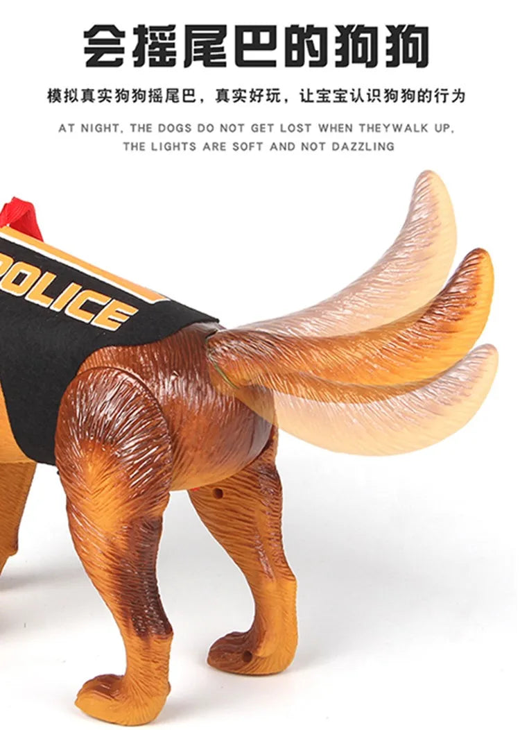 Electric toy dog can bark when walking, children's boy toy simulation plastic police dog