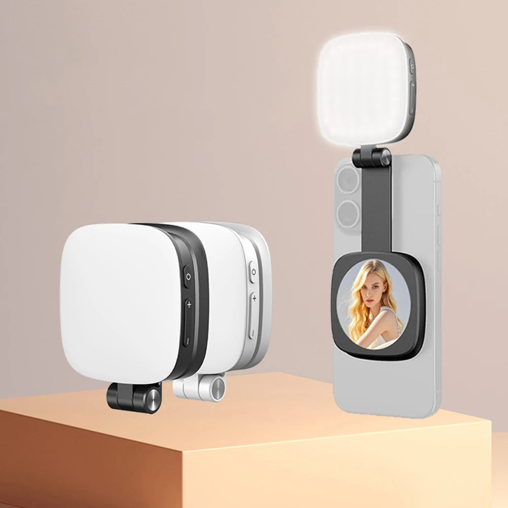 Magnetic Phone Selfie Light Mobile Phone Fill Light with Mirror Pocket Light Folding LED Phone Fill Light for Makeup Photography