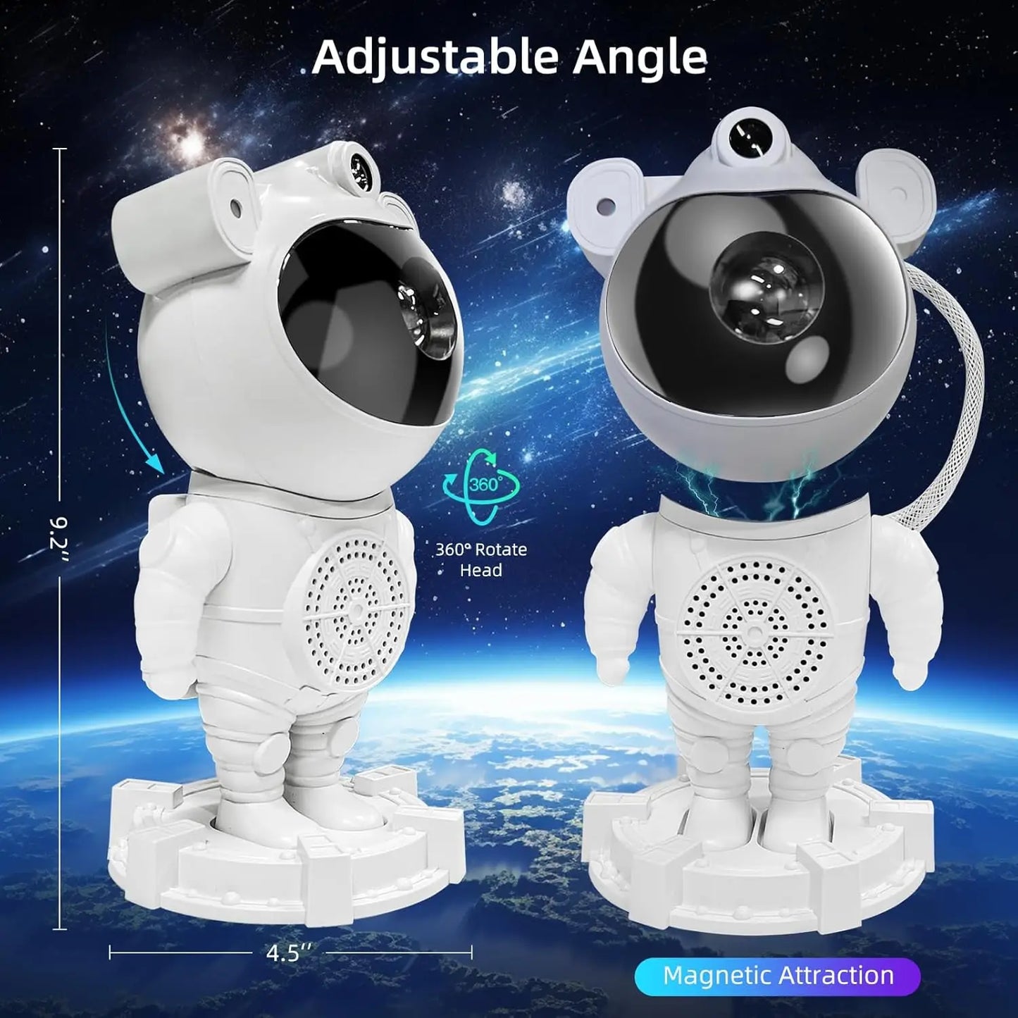 Bluetooth Astronaut Voice-controlled Projection Light, USB Full-color Star-Moon White Noise Spaceman RGB Starry Sky Ambient Ligh