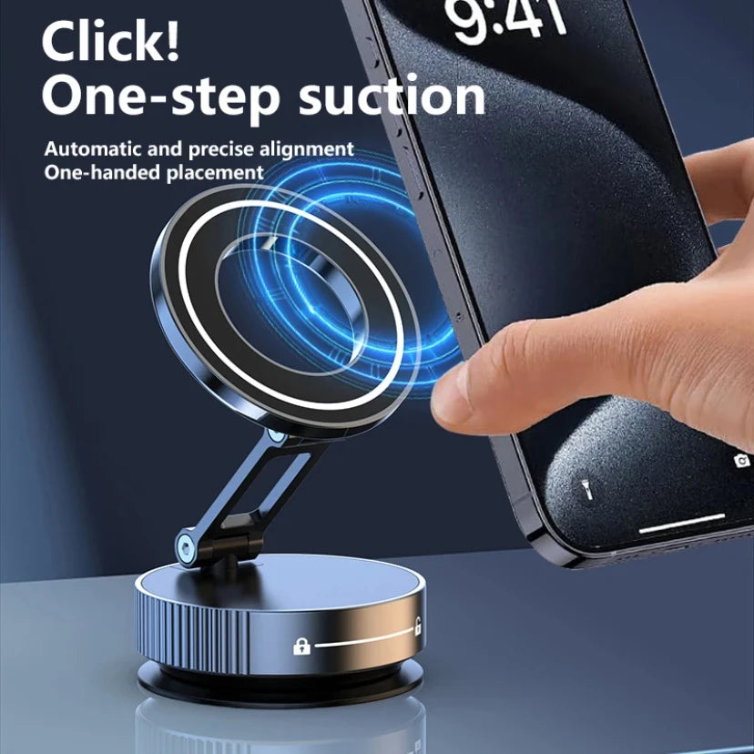 Vacuum Magnet Bracket Stand 360° Adjustment Design Strong Adsorption Magnetic Foldable Phone Holder Car Mount Suction Cup
