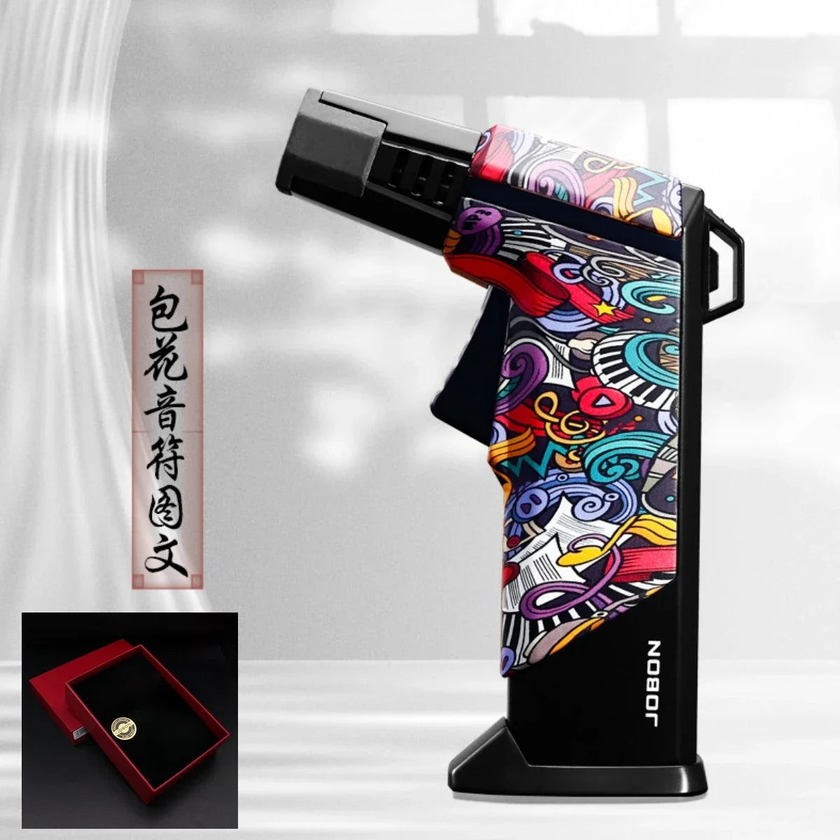 New JOBON Strong Blue Flame Spray Gun Inflatable Lighter Fire Lock Anti Slip Base Gas Lighter Outdoor BBQ Kitchen Cigar Lighters