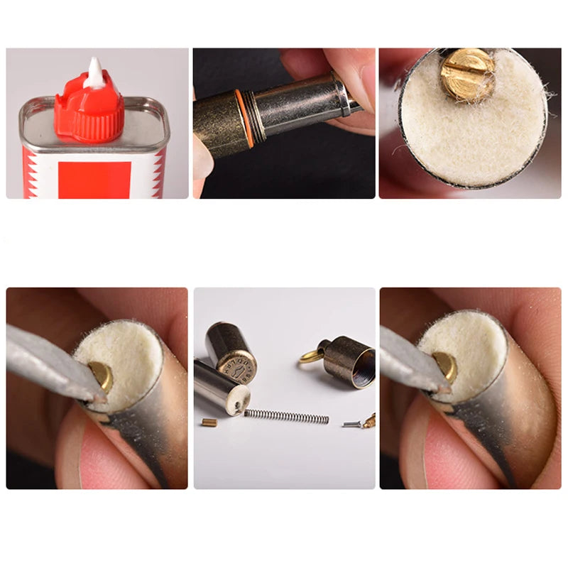 Retro Vintage Mini Kerosene Lighter Portable Personality Gasoline Lighter Gadgets Pendant 55*17MM
