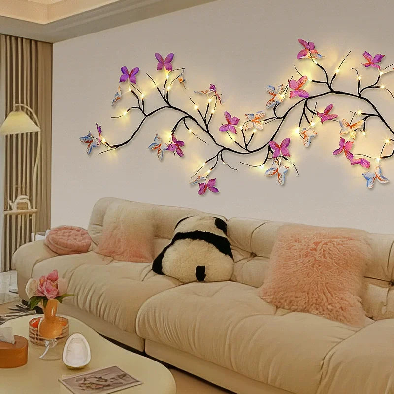 164 of flexible 30 LED willow vine light with butterfly decoration, 8 modes, USB powered butterfly tree night light 1.6m/5.2