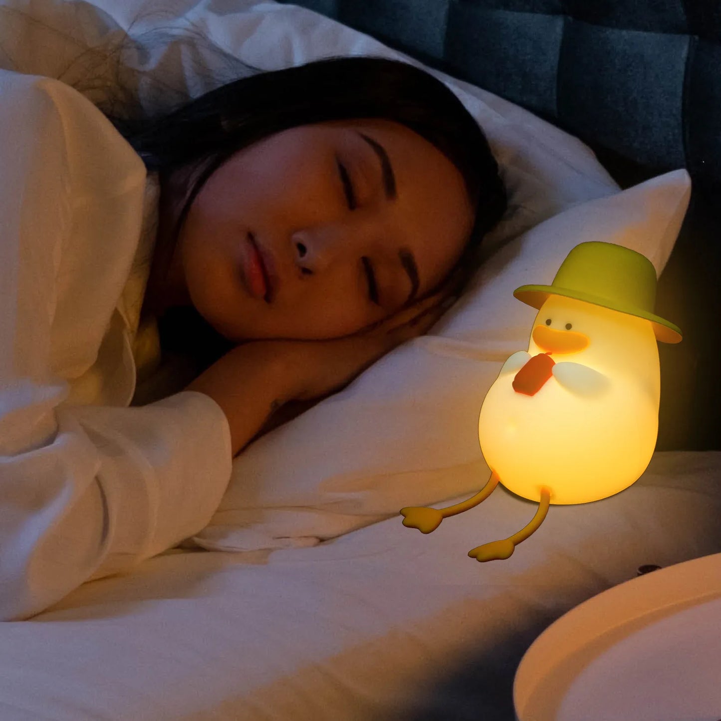 Duck Night Light Soft Silicone Tap-Controlled LED Nursery Lamp for Bedroom Aesthetic Decorative Nightlight Lamp Small
